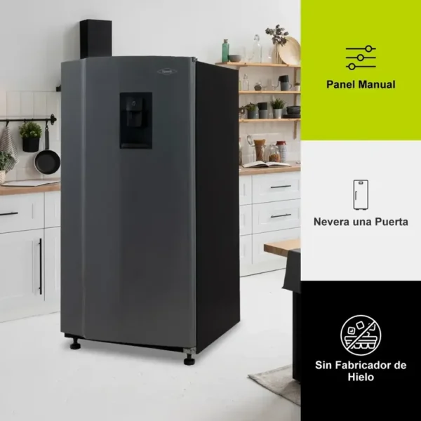 Nevera HACEB Frost Una Puerta 213 Litros N220 Dispensador de agua Titanio - Imagen 4