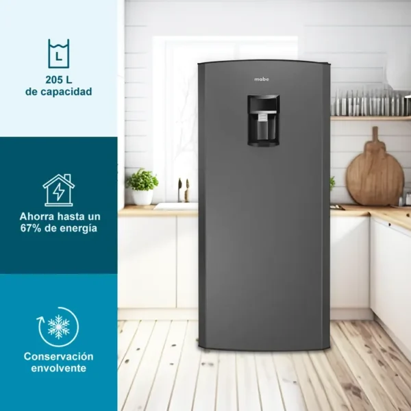 Nevera MABE Frost Una Puerta 205 Litros RMU210NACG1 Gris - Imagen 3