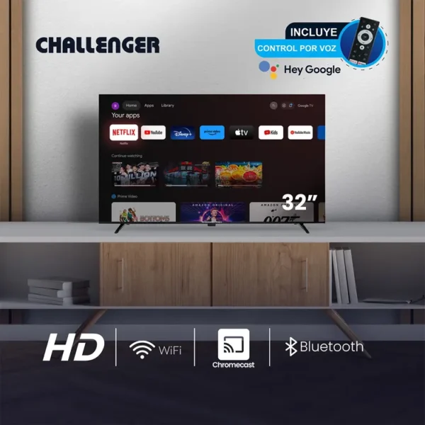 TV CHALLENGER 32" Pulgadas 80 cm 32TG81 HD LED Smart TV Google - Imagen 2