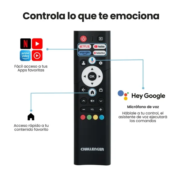 TV CHALLENGER 43" Pulgadas 108 cm LED 43KG84 FHD LED Smart TV Google - Imagen 2